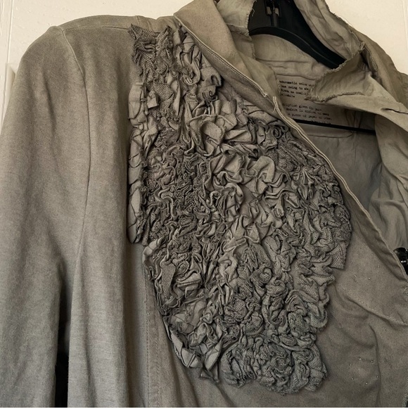 Rundholz Black Label Ruffle Long Jacket Olive Cotton Asymmetrical Size Small EUC - Picture 4 of 8